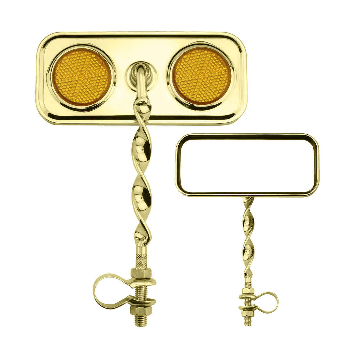 Rectangle Flat Twisted Mirror Gold Amber Reflectors.